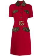 Gucci Double G Belted Dress - Red