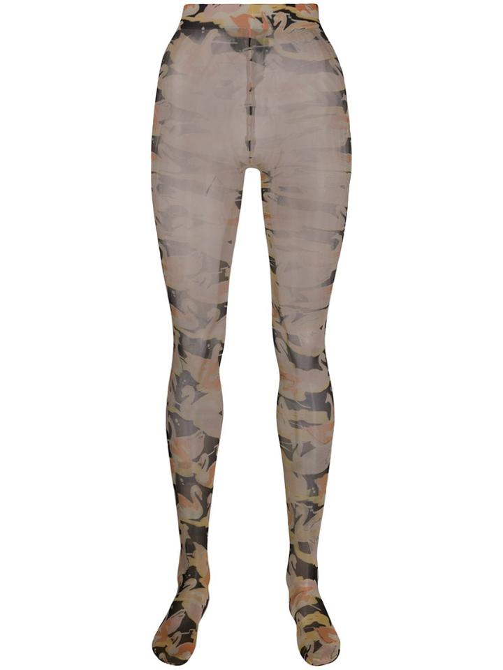 Stine Goya Swan Print Tights - Yellow