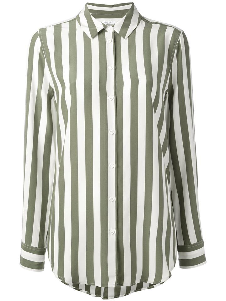 Equipment - Crepe De Chine Striped Shirt - Women - Silk - S, White, Silk