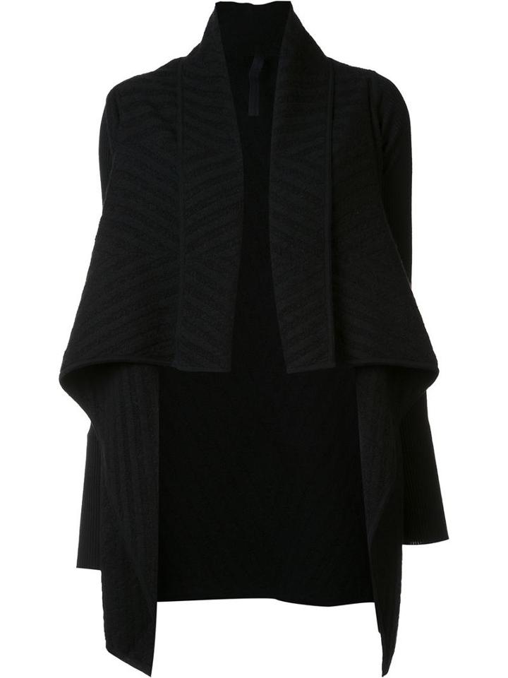 Gareth Pugh Jacquard Draped Cardi-coat, Women's, Size: Large, Black, Wool