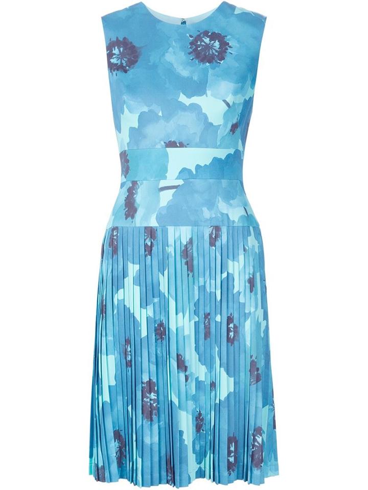 Lela Rose Floral Pleated Dress