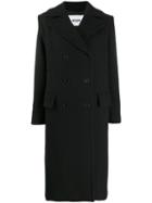 Msgm Double-breasted Draped-neck Coat - Black