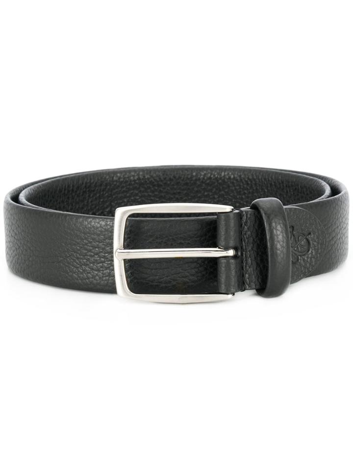 Canali Textured Leather Belt - Black