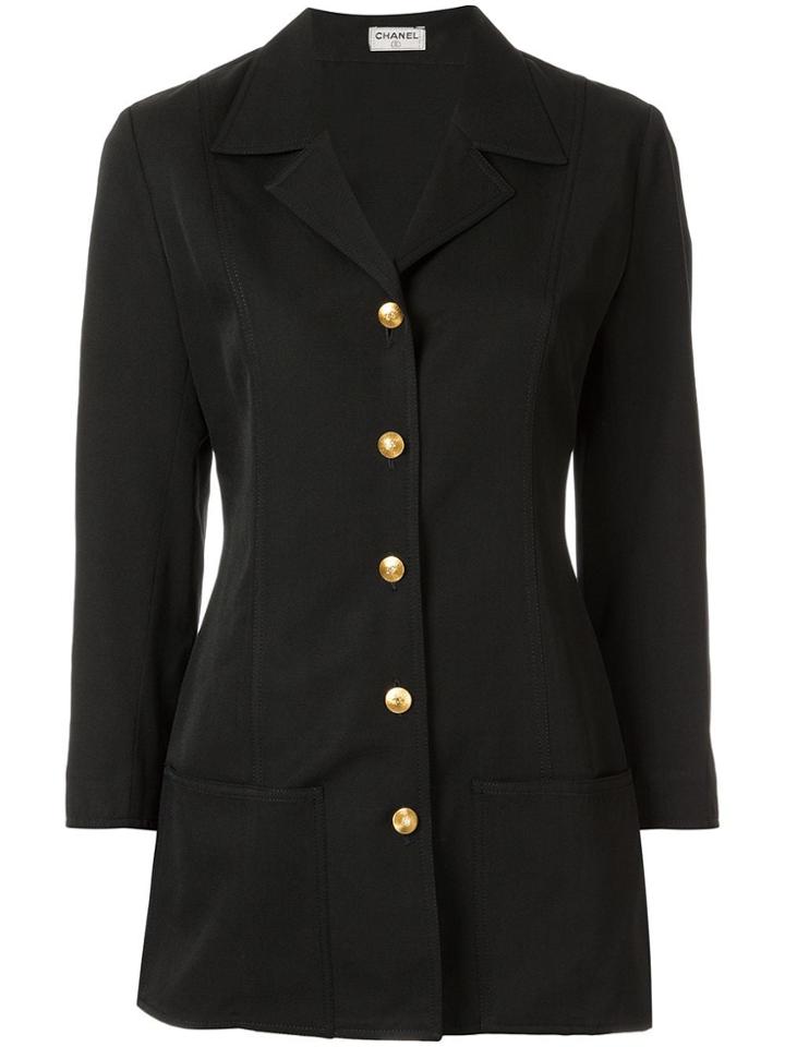 Chanel Pre-owned Cc Button Blazer - Black