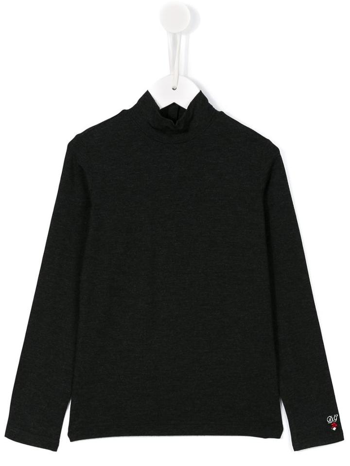 Dolce & Gabbana Kids Roll Neck Long Sleeve Top, Girl's, Size: 12 Yrs, Grey