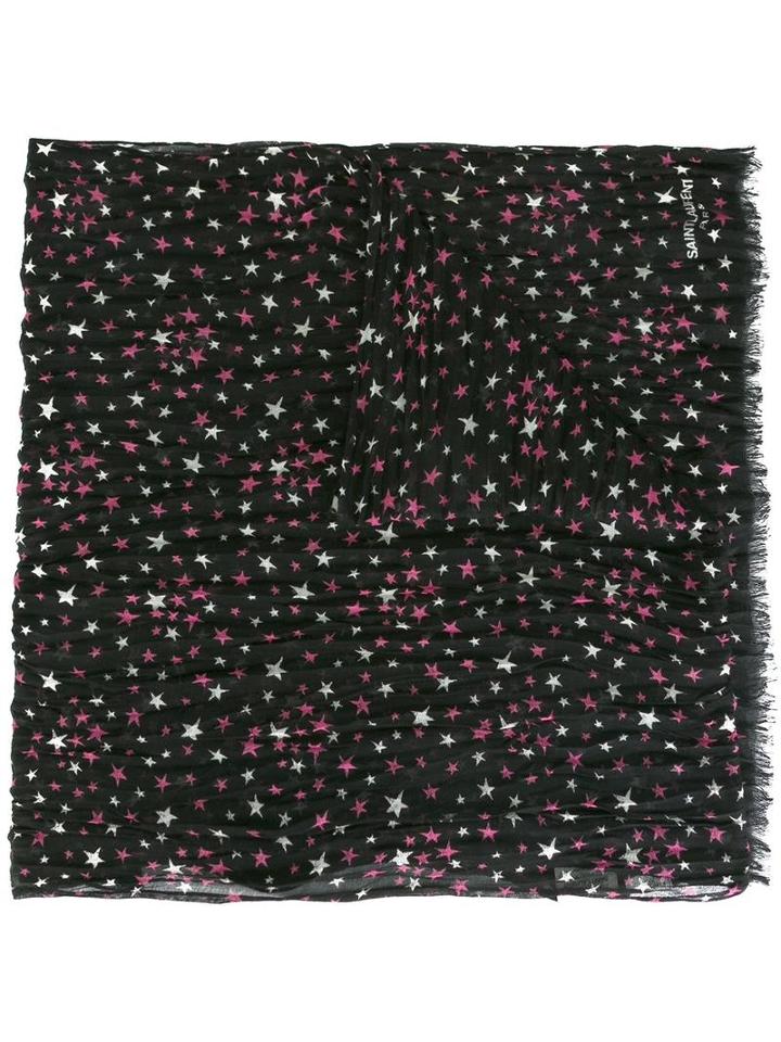 Saint Laurent Star Print Scarf, Men's, Blue, Cashmere/silk