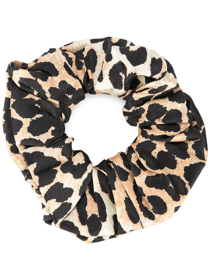 Ganni Leopard Print Srunchie - Brown