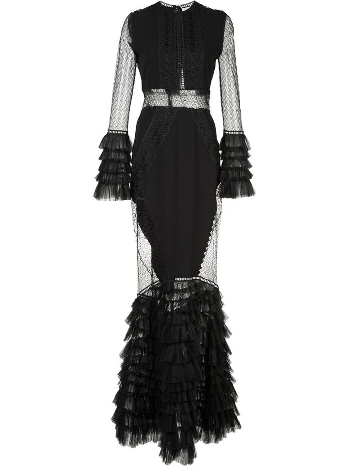 Jonathan Simkhai - Ruffled Sheer Dress - Women - Silk - 12, Women's, Black, Silk