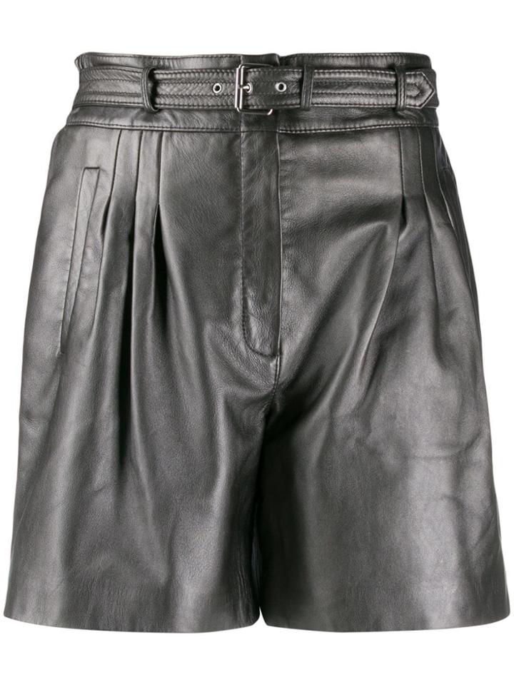Alberta Ferretti Belted Pleated Detail Shorts - Grey