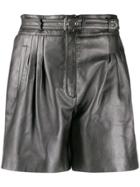 Alberta Ferretti Belted Pleated Detail Shorts - Grey