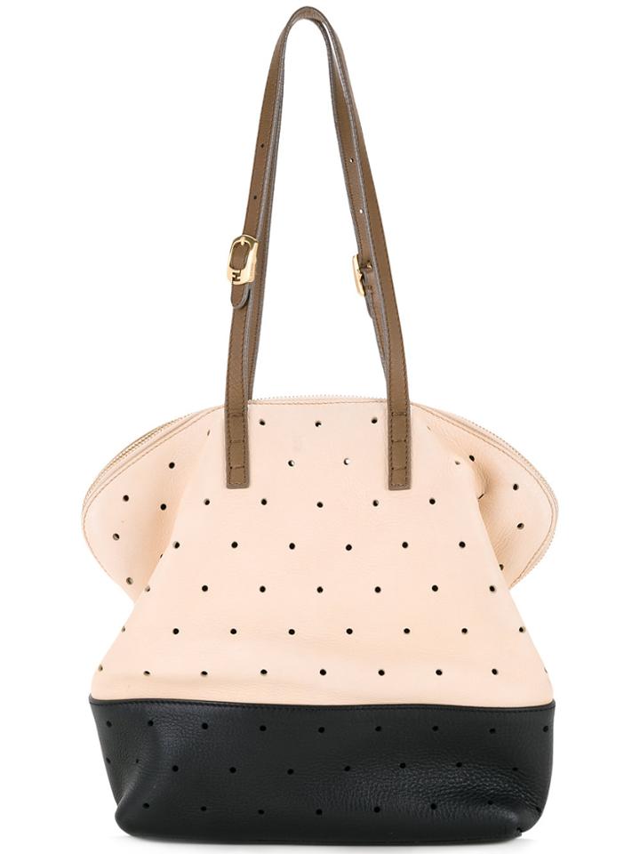 Fendi Vintage Perforated Tote - Pink & Purple