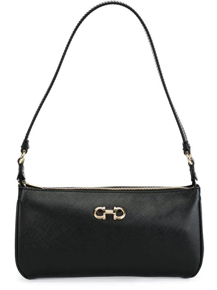 'lisetta' Shoulder Bag, Women's, Black, Calf Leather, Salvatore Ferragamo