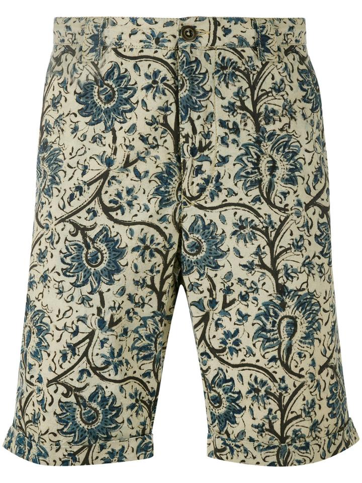 Incotex - Floral Print Bermudas - Men - Cotton - 35, Nude/neutrals, Cotton