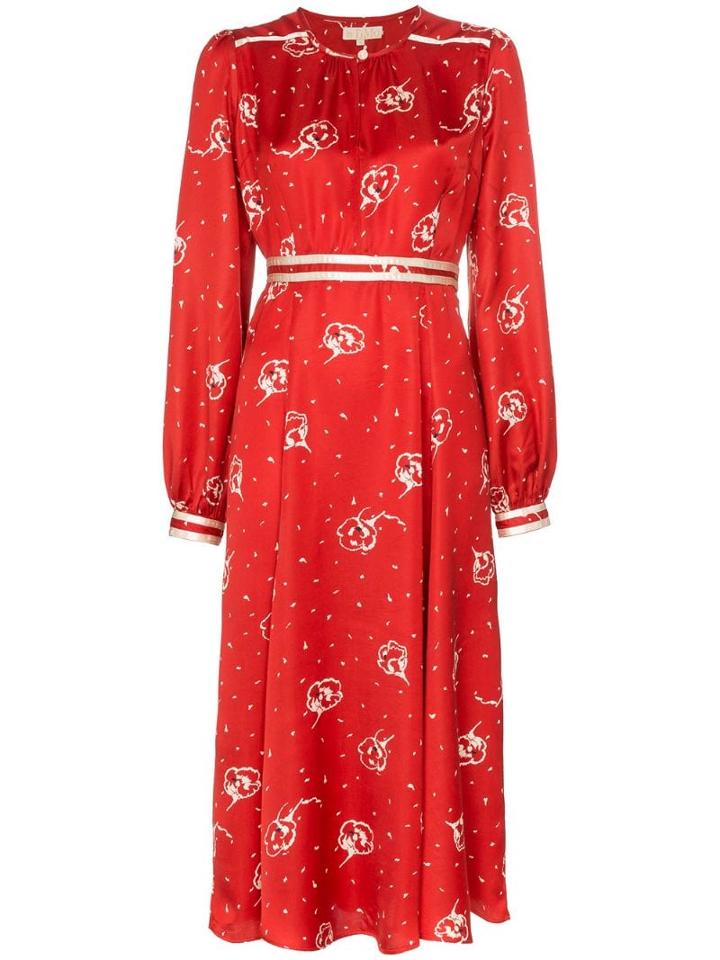 Bytimo Floral Print Midi Dress - Red