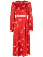Bytimo Floral Print Midi Dress - Red