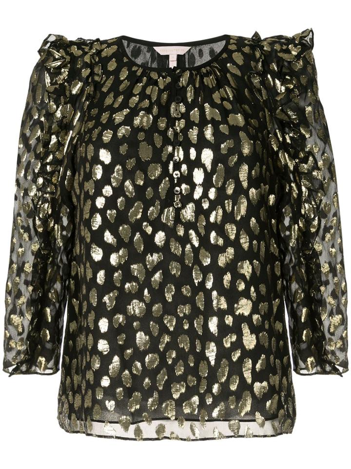 Rebecca Taylor Long Sleeve Leopardmetallictop Rebecca Taylor - Black