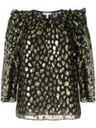 Rebecca Taylor Long Sleeve Leopardmetallictop Rebecca Taylor - Black