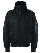 Marcelo Burlon County Of Milan Hooded Bomber Jacket, Men's, Size: Medium, Black, Nylon/acrylic/cotton