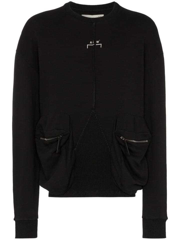 A-cold-wall* Black Zip Pocket Cotton Jumper