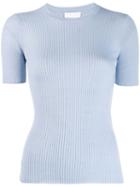 Lala Berlin Ribbed-knit Short-sleeved Top - Blue