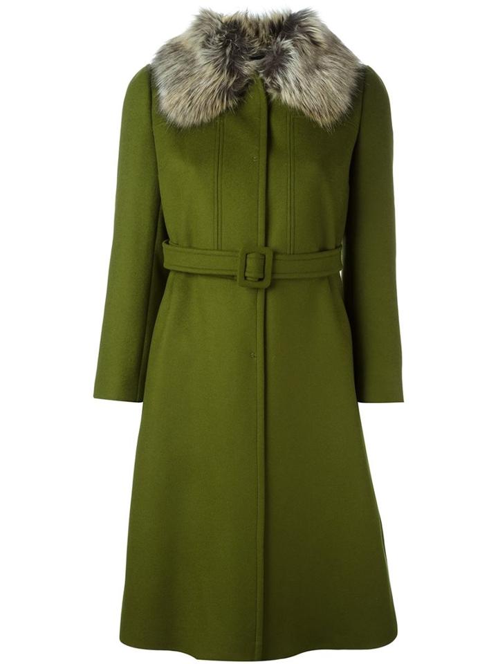 L'autre Chose Belted Coat, Women's, Size: 42, Green, Acrylic/polyamide/polyester/virgin Wool