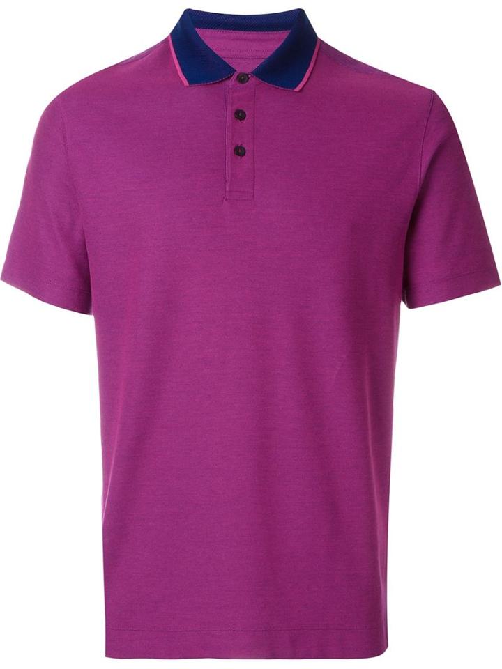 Z Zegna Contrasted Collar Polo Shirt