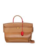 Burberry Panelled Leather Society Top Handle Bag - Brown