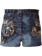Valentino 'tie & Dye Japanese Butterfly' Denim Shorts, Women's, Size: 29, Blue, Cotton/polyester/spandex/elastane