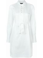 Calvin Klein Collection Drawstring Waist Shirt Dress, Women's, Size: 40, White, Cotton/spandex/elastane