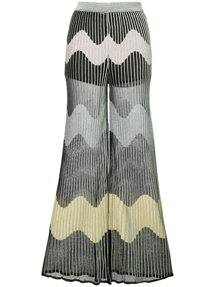 M Missoni Patterned Palazzo Trousers - Black