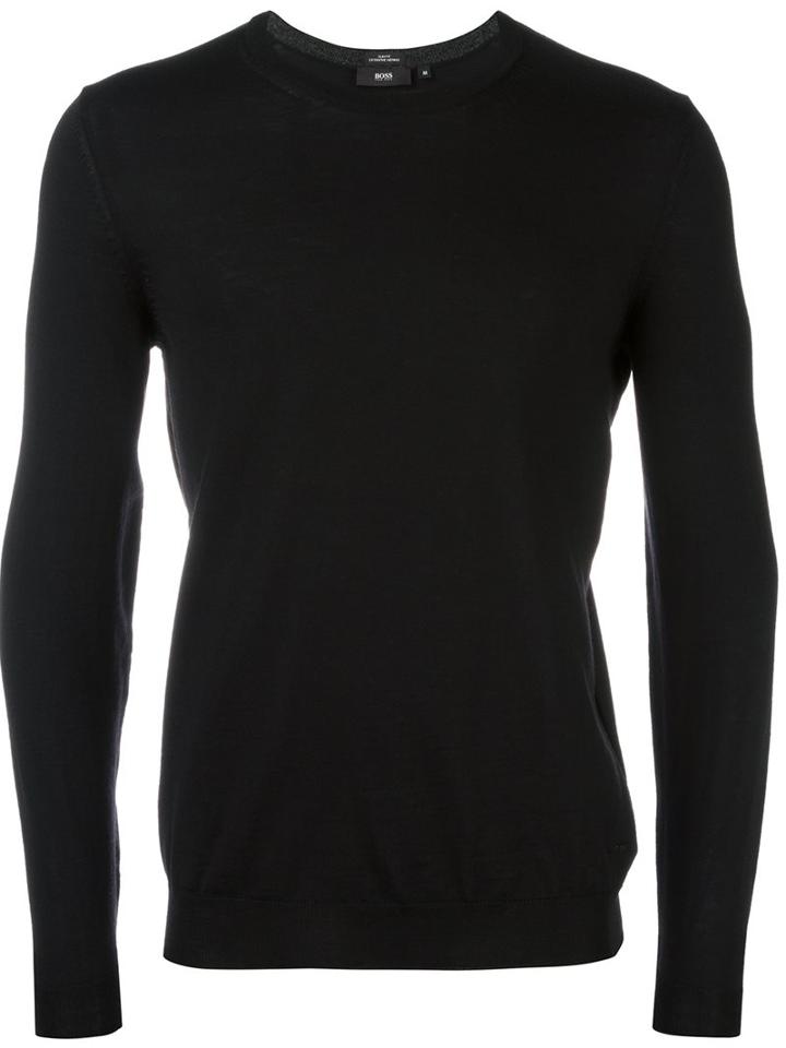 Boss Hugo Boss Classic Crew Neck Sweater, Men's, Size: Medium, Black, Virgin Wool