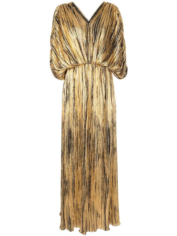 Dima Ayad Pleated Flared Maxi Dress - Gold