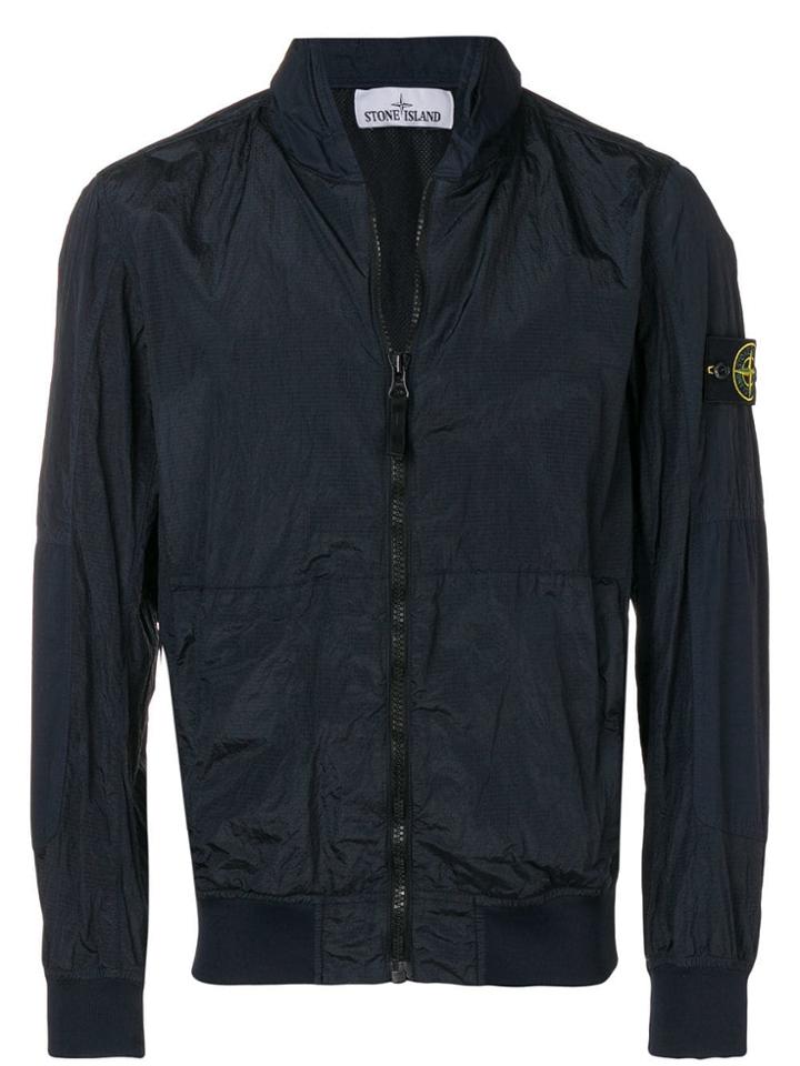 Stone Island Wrinkled Zipped Bomber Jacket - Blue