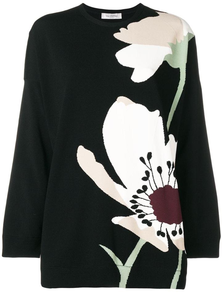 Valentino Floral Intarsia Jumper - Black