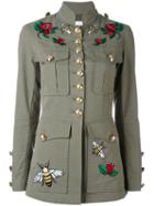 Ash - Embroidered Patch Military Jacket - Women - Cotton/nylon -12 - 36, Green, Cotton/nylon -12