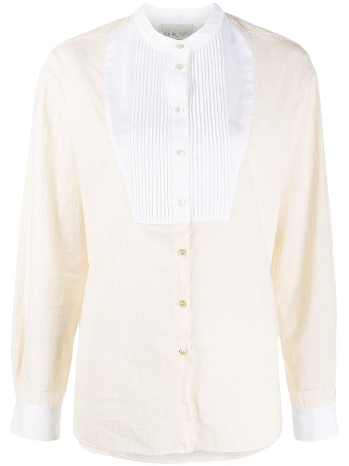 Forte Forte Long-sleeved Pleated-bib Shirt - Neutrals