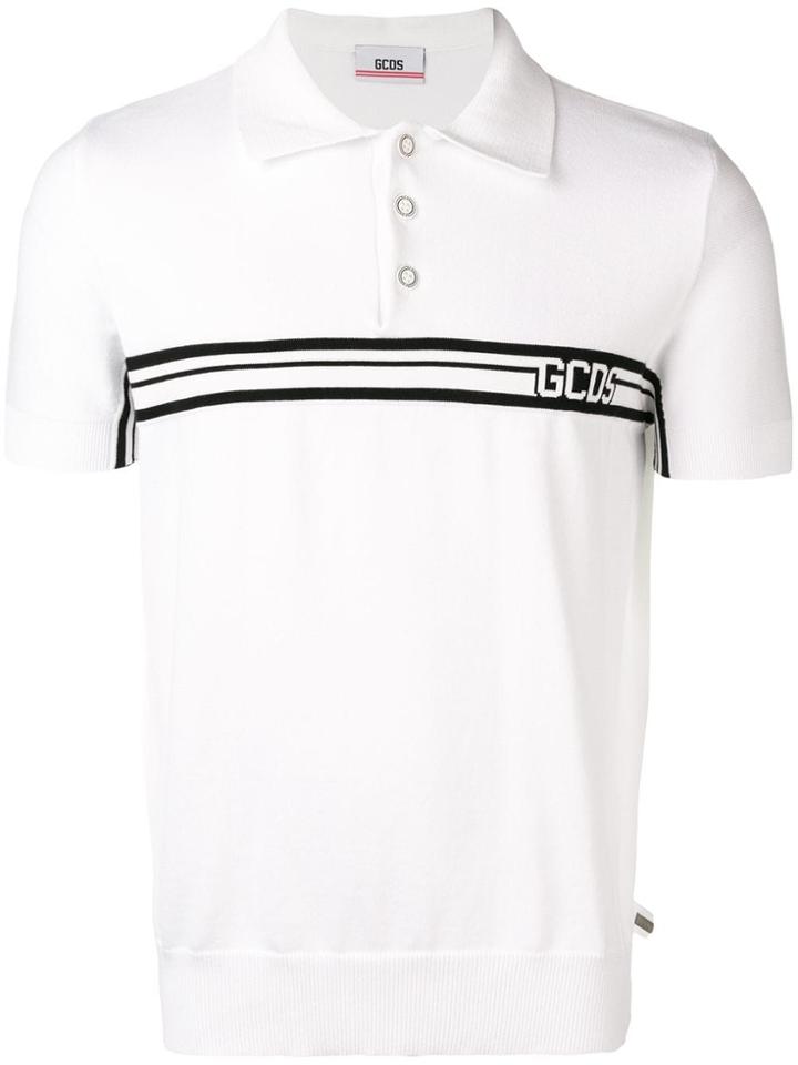 Gcds Stripe Detail Polo Shirt - White