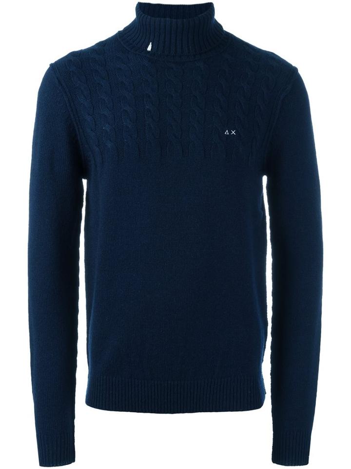 Sun 68 Roll Neck Jumper, Men's, Size: Medium, Blue, Modal/wool