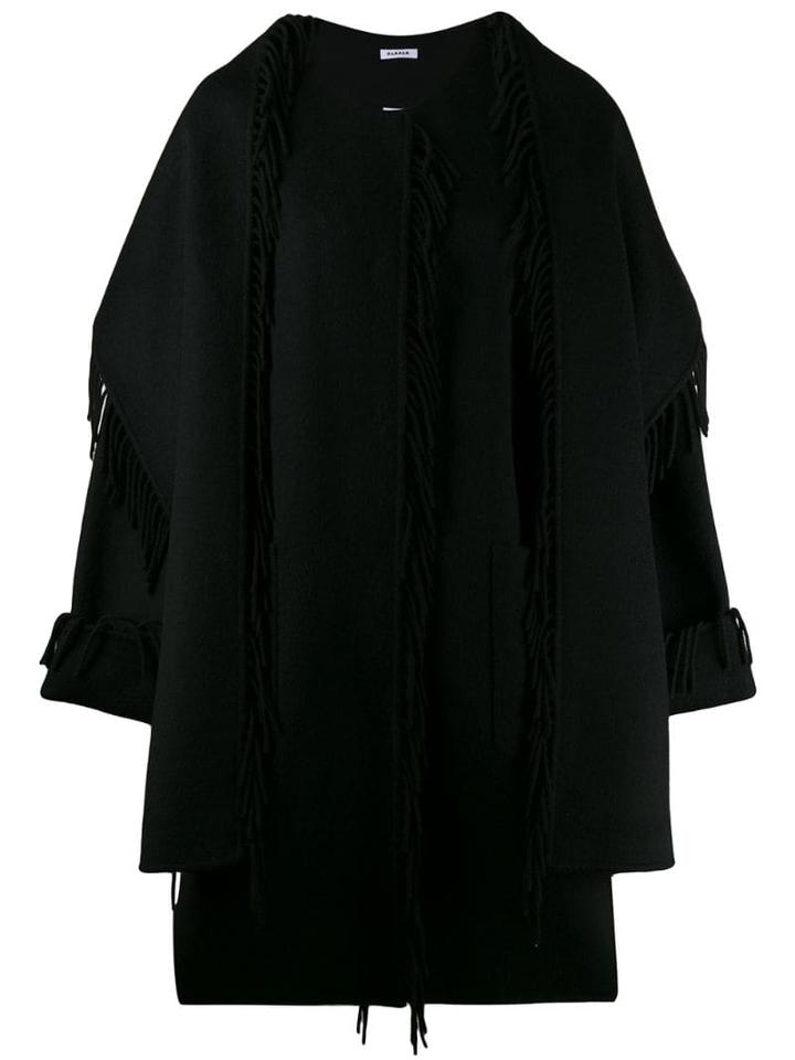 P.a.r.o.s.h. Fringed Loose Fit Coat - Black