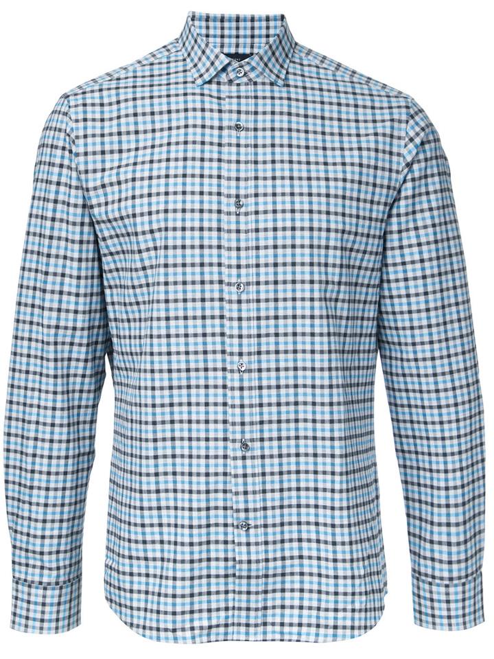 Kent & Curwen - Checked Shirt - Men - Cotton - L, Blue, Cotton