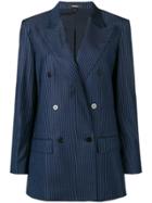 Theory Striped Double-breasted Blazer - Blue