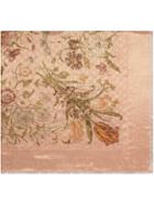 Gucci Gg Wool And Lurex Shawl With Flora Print - Pink