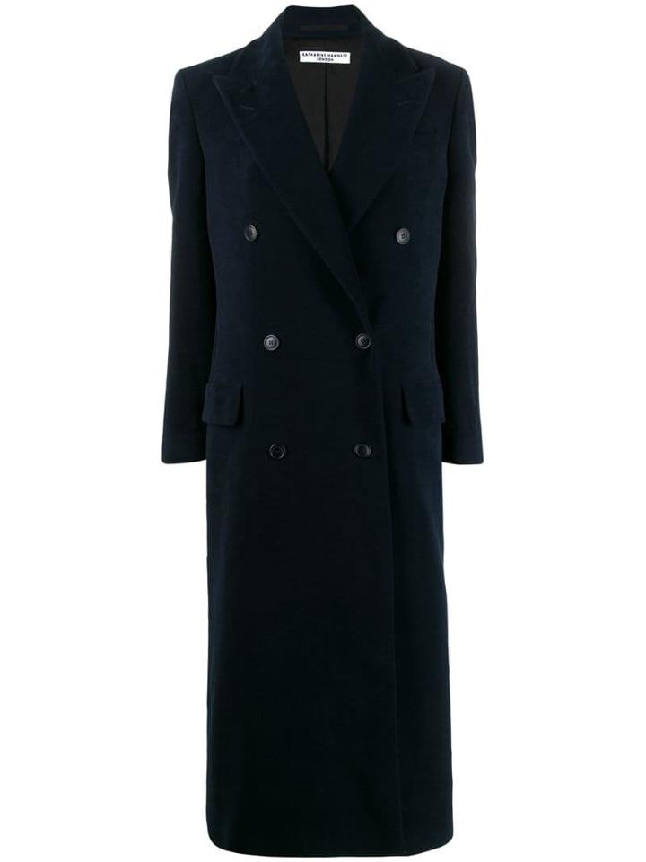 Katharine Hamnett London Simona Moleskin Long Coat - Blue