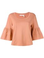See By Chloé - Flared Sleeve Sweatshirt - Women - Cotton - S, Yellow/orange, Cotton