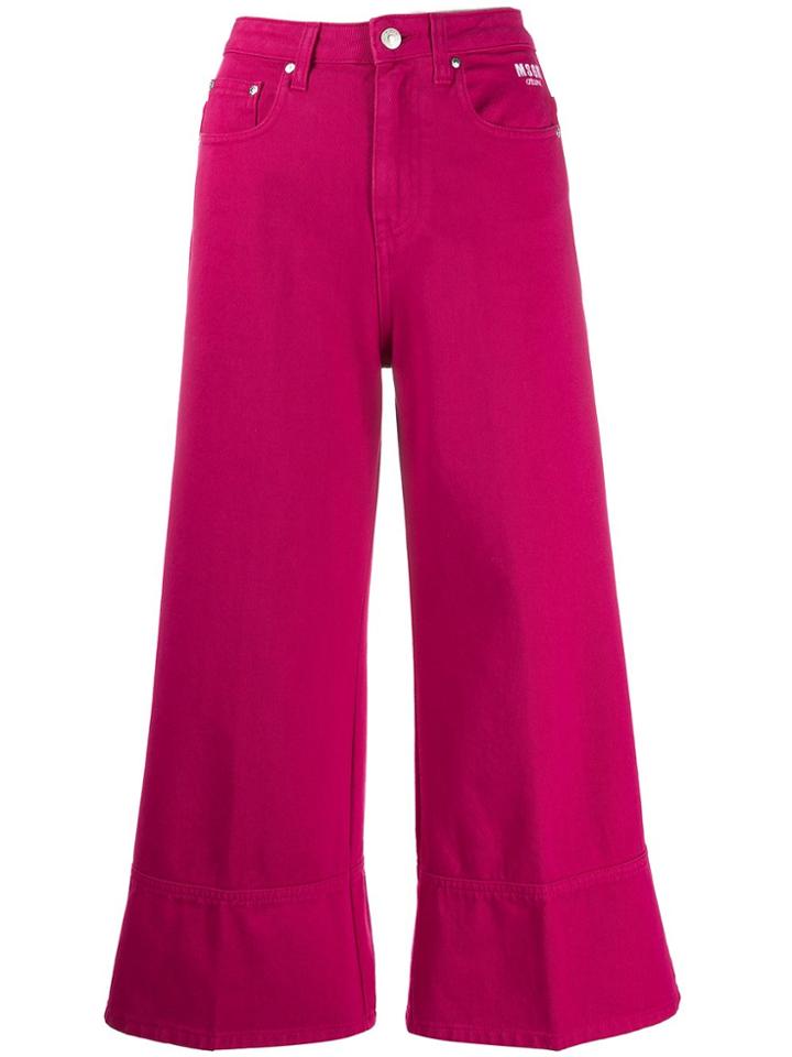 Msgm Wide-leg Cropped Jeans - Pink