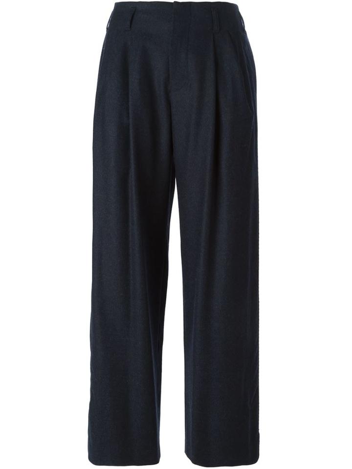 Kolor Wide Leg Trousers, Women's, Size: 3, Blue, Polyurethane/cupro/wool/artificial Leather
