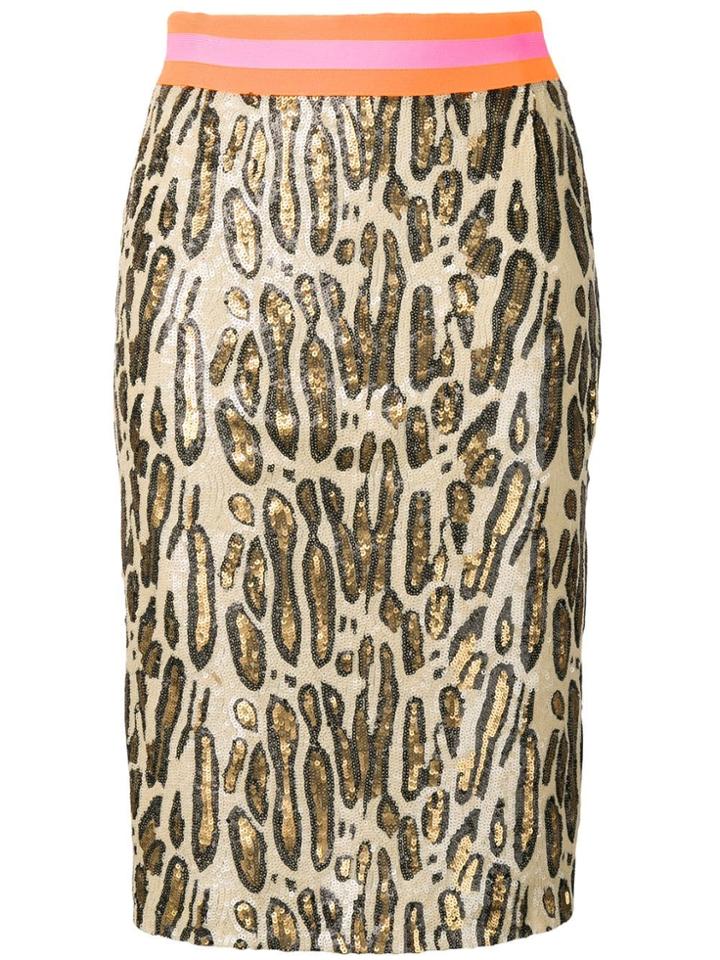 Bazar Deluxe Sequin Leopard Print Skirt - Neutrals