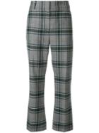 Cédric Charlier Slim Checked Trousers - Grey
