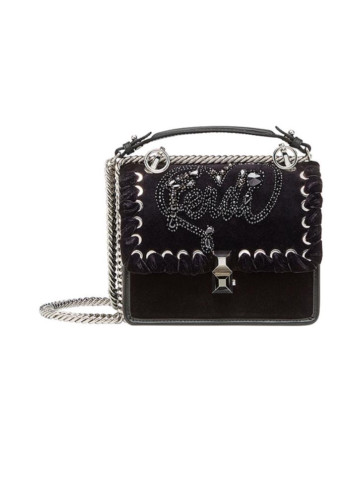 Fendi Kan I Logo Embellished Shoulder Bag - Black