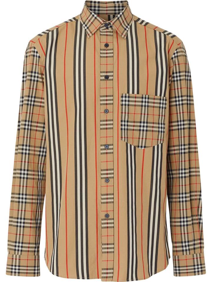 Burberry Classic Fit Patchwork Cotton Poplin Shirt - Neutrals